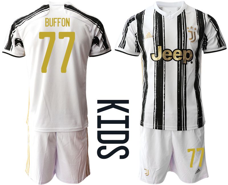 Youth 2020-2021 club Juventus home #77 white Soccer Jerseys